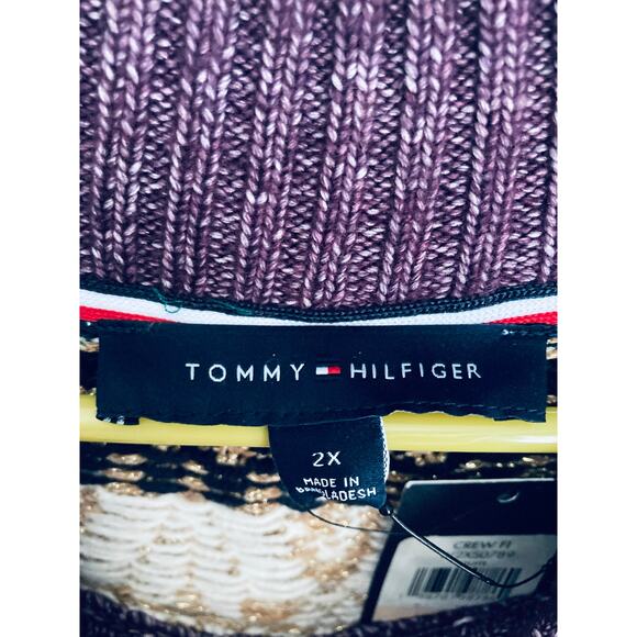 Tommy Hilfiger Sweater 2X Purple and Gold Shimmer NWT - Picture 6 of 9